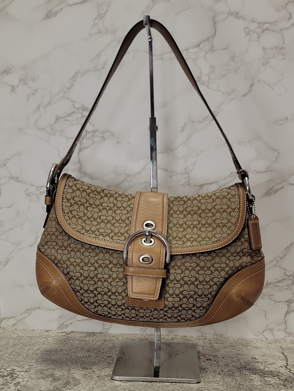 Coach F10926 Brown Signature Soho Shoulder Bag Silver Hardware Y2K - Picture 11 of 14